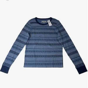 American Eagle Blue Print Waffle Knit Long Sleeve Thermal Top Size XS & Medium